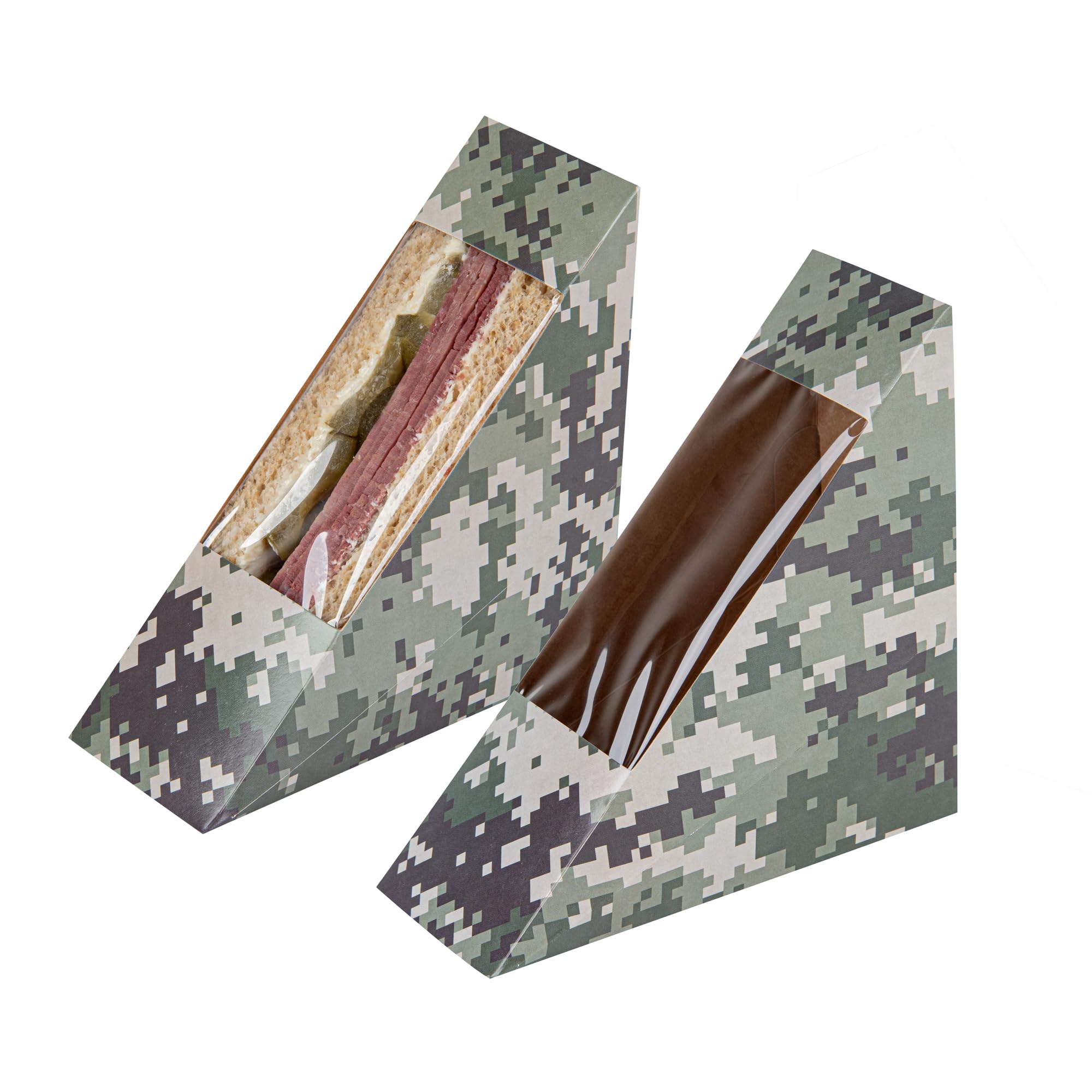 Cajas de cuña para sándwich en pícnics y eventos al aire libre con diseño de camuflaje