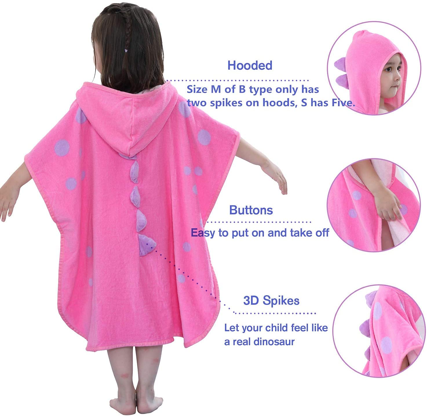 Poncho Asciugamano Bambino Dinosauro - Accappatoio Piscina, Cotone, Per 1-5 Anni - Foto 7