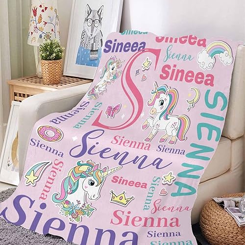 Miniatura 116 de Artsadd Personalized Baby Blanket for Girls Boys, Custom Baby Blankets with Name Customized Throw Blanket for Kids Newborn Baby Shower Birthday Gifts