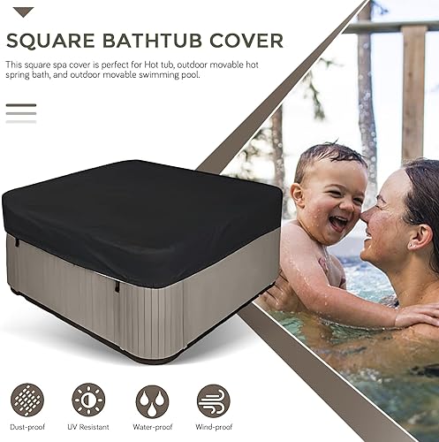 Miniatura 2 de Funda cuadrada para bañera de hidromasaje, para jardín, bañera de hidromasaje, de repuesto, impermeable, con protección UV, rectangular, para spa al