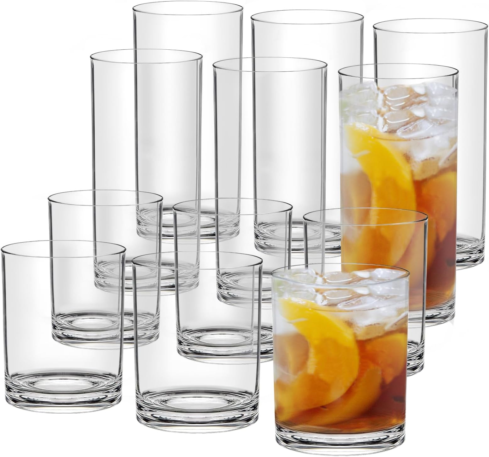 Amazon.com | HIGIINC Plastic Drinking Glasses Set of 12, Clear Plastic ...