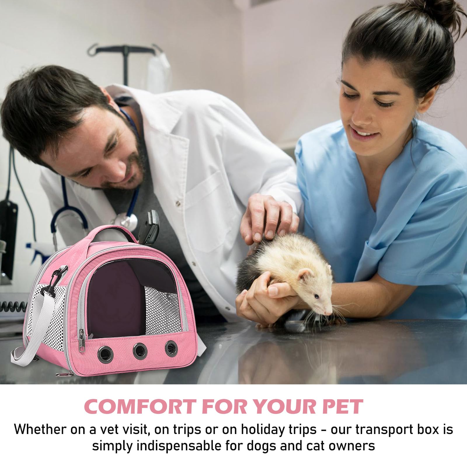 Sac de Transport pour Petits Animaux, Sac Transport Chat Chien, Cage Transport Lapin, Sac Chat Portable, Sac Voyage Chat Pliable, Sac de Voyage pour Animal, pour Oiseaux, Chatons, Chiots, Hamsters (P)