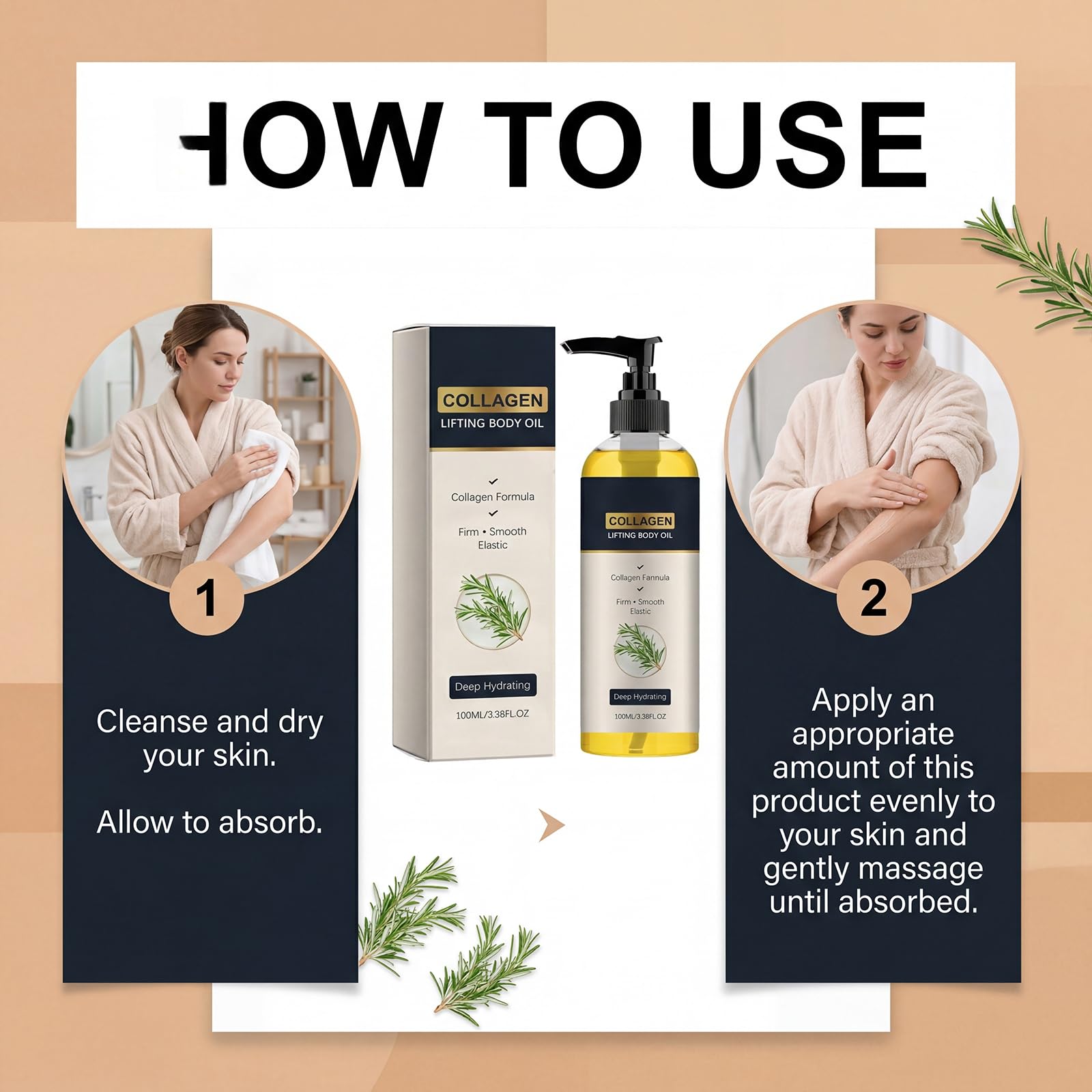 Aceite corporal reafirmante con colágeno, ligero, de absorción rápida, hidratante no grasa para una piel lisa, radiante, reafirmante e hidratante con aceite corporal (6 unidades)