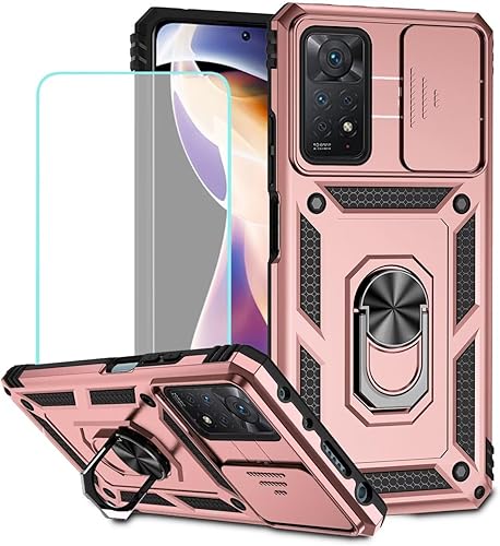 Miniatura 8 de Funda para Redmi Note 11 Pro 4G5GRedmi Note 11E Pro con protector de pantalla de vidrio templado y cubierta de cámara deslizante, soporte de anillo