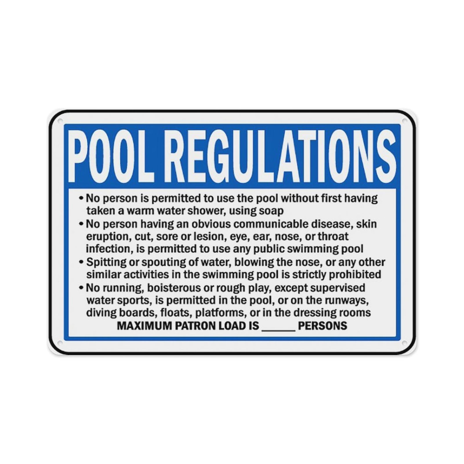 peiyeety Nebraska Pool Regulations Sign Aluminum Tin Warning Signs For Home Outdoor Garden 12X16 Inches