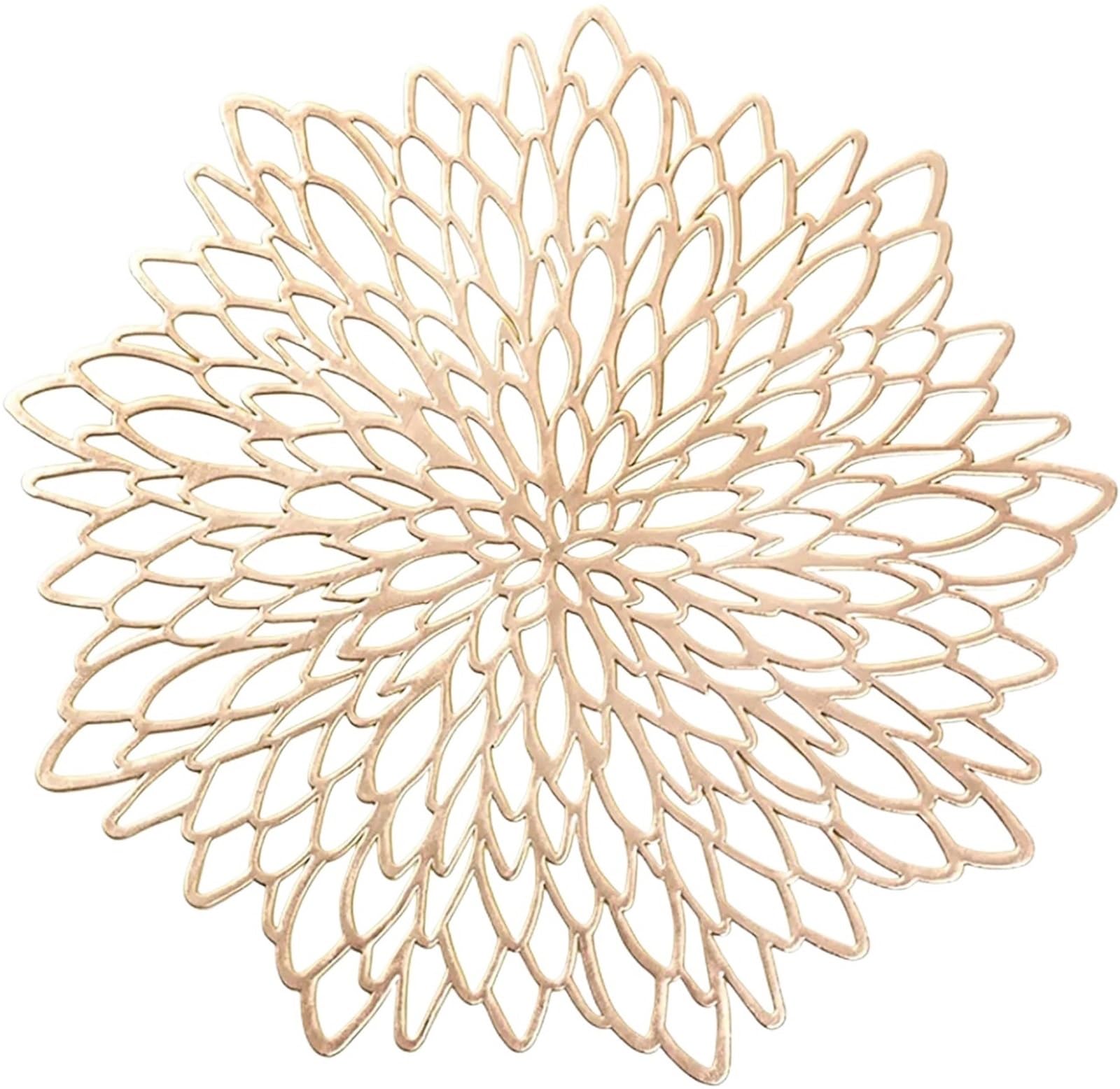 PVC Dining Table Mat 4Pc PVC Placemats Hollow Out Leaf Place Mats Washable Heat Resistant Vinyl Table For Kitchen Dining Wedding Coasters(Color2,38CM)