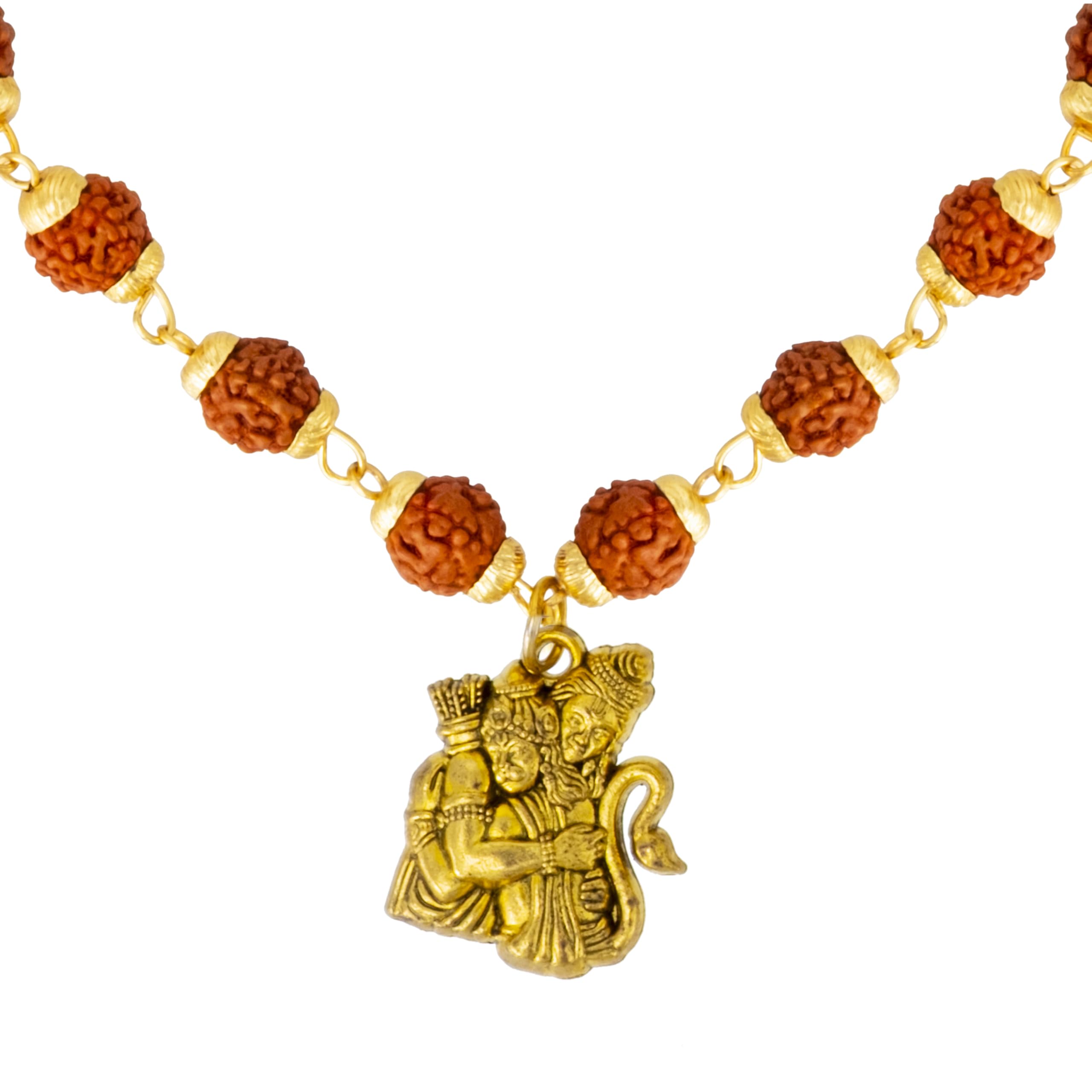 Traditional Gold Plated Lord Shri Ram and Hanuman Rudraksha Pendant Locket for Men (SJN_322)-image-0