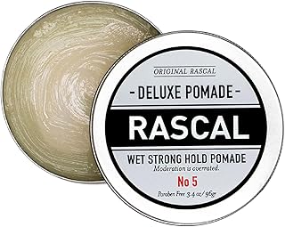 Original Rascal Deluxe Pomade #5 - Hair Paste High Shine w/Strong Hold & Wet Look - Men's Styling Care Solution for All Ha...