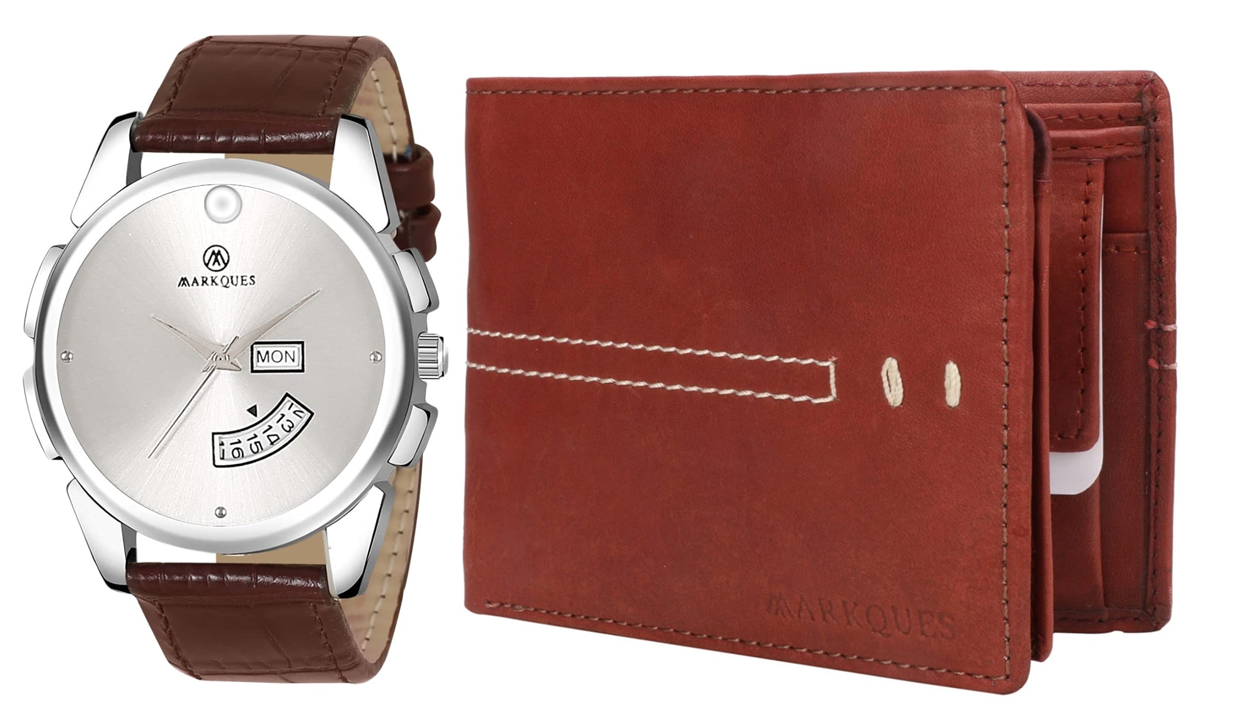 MARKQUES Mens Watch and Leather Wallet Combo Gift Set for Men (STV-770907 VIN-03) (B09DRKT5PF) Amazon Price History, Amazon Price Tracker