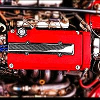 Vista 5 de x xotic tech Cubierta de inserción de bujía de válvula de motor Serie B, estilo de fibra de carbono, compatible con Honda Civic B16 B18 VTEC