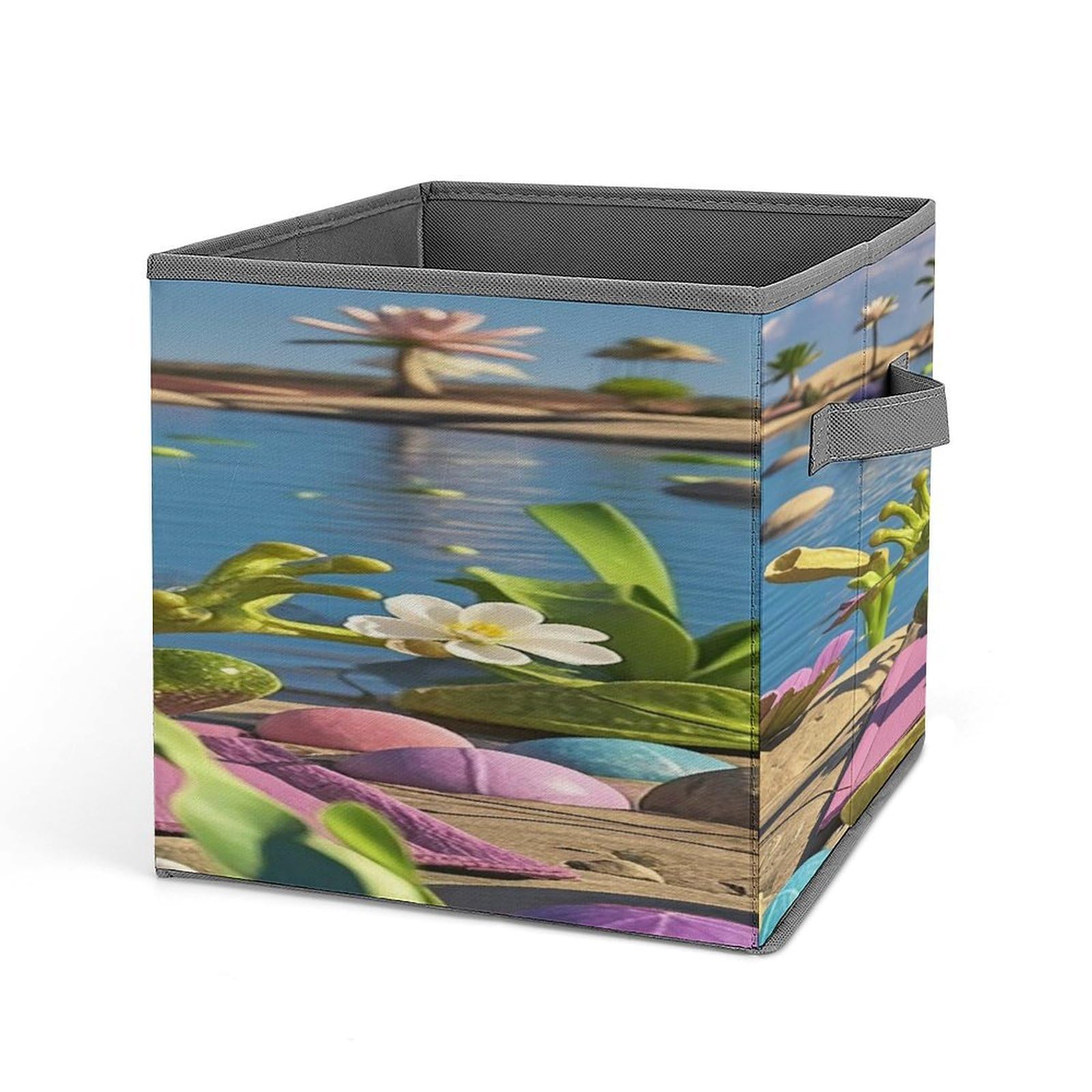 VstaDank Funny Yoga Frog Storage Bin Collapsible Storage Cubes Organizer Oxford Cloth Storage Box with Dual Handles Large Stackable Closet Storage Bins for Sheets Hat Sweater