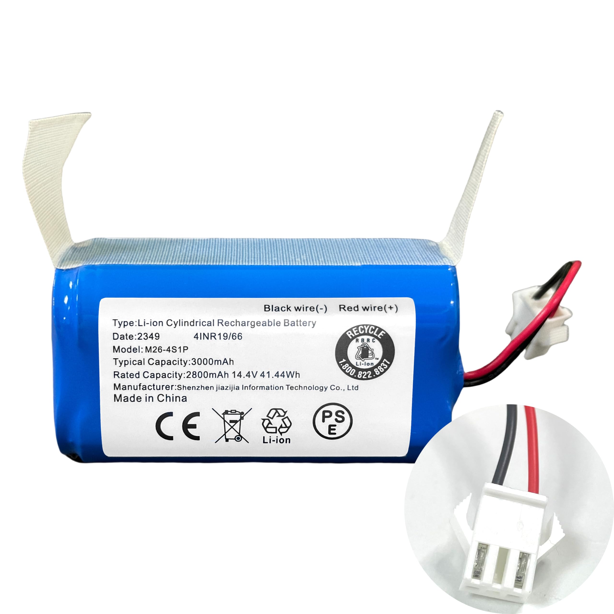 XITAIAN 14.4V 36Wh 2600mAh INR18650 M26-4S1P Replacement Battery for Robot Vacuum Cleaner 2349 4INR19/66 Li-ion Cylindrical Rechargeable Battery
