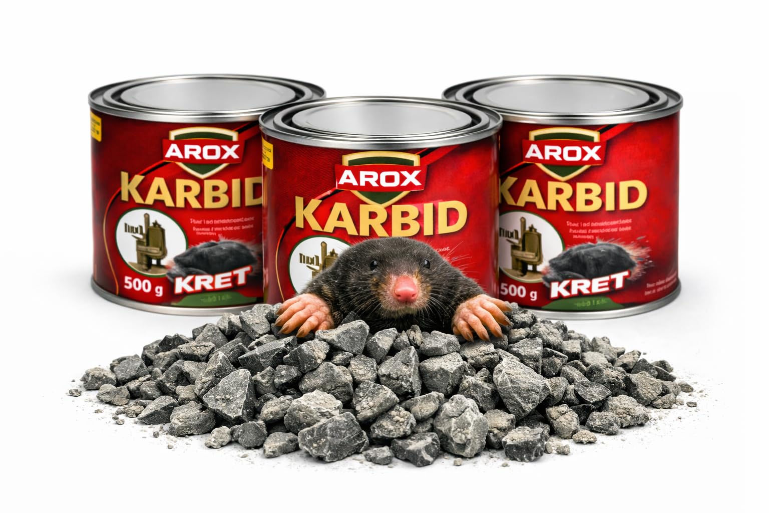 Carburo di calcio premium 500 g – Granulato tecnico di alta qualità – Qualità professionale – AROX