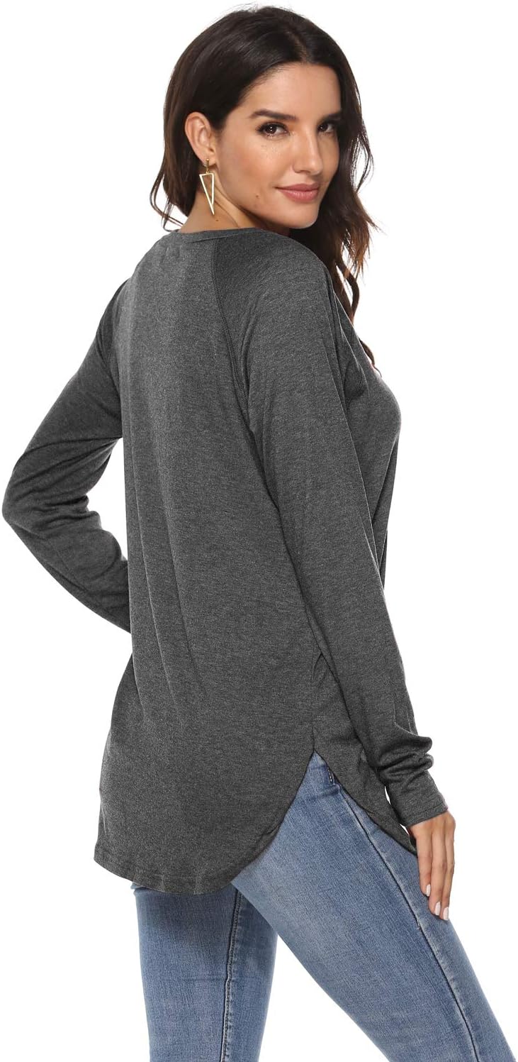 Newchoice Women's Casual Batwing Long Sleeve T Shirt Round Neck Basic Loose Tunic Tops - Image 5