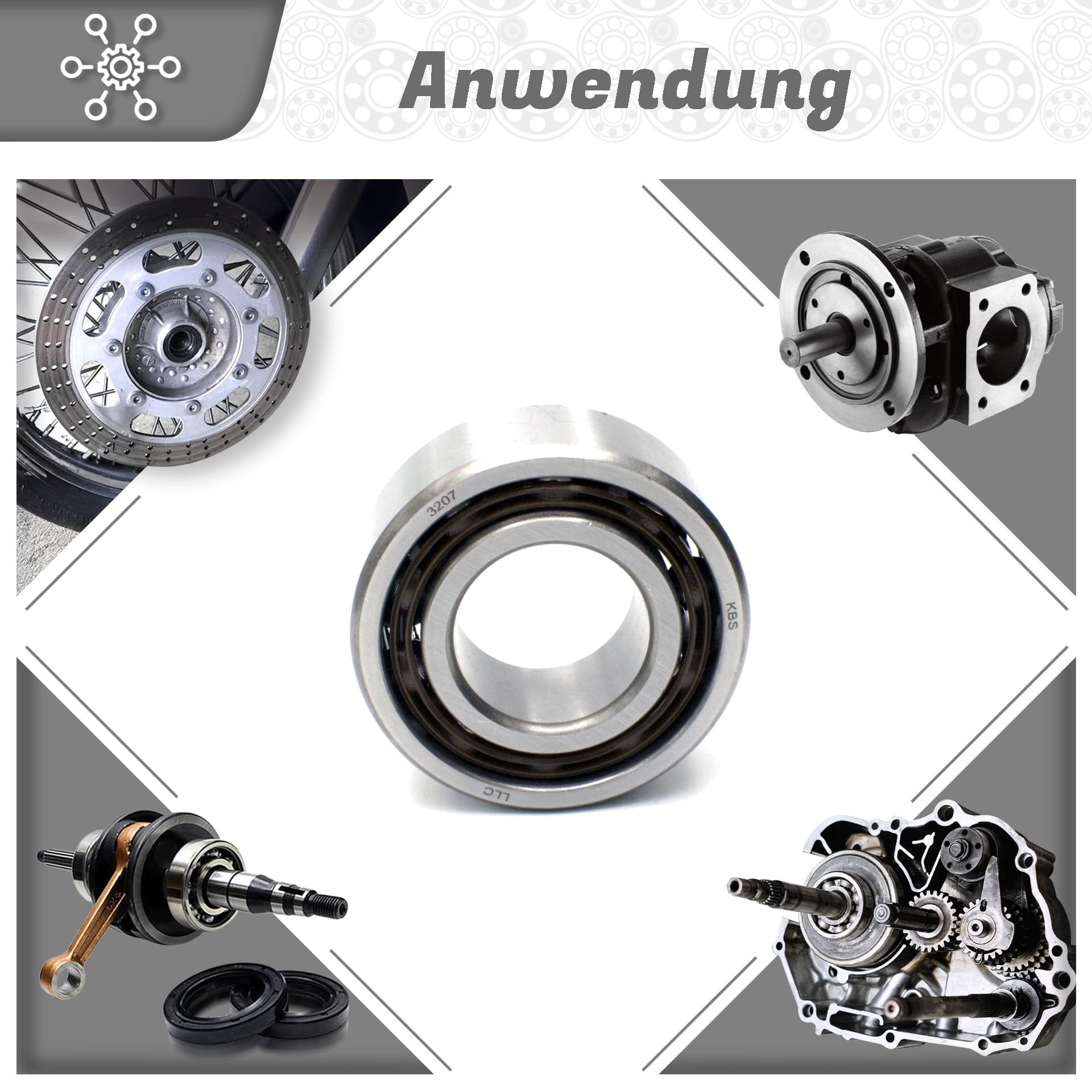 Schrägkugellager 3207 c3 35x72x27mm, DIN 628, zweireihig, Reibungsarm, abgedichtetes Lager für radiale & axiale Belastungen, Ideal für Industrie- & Automobilanwendungen
