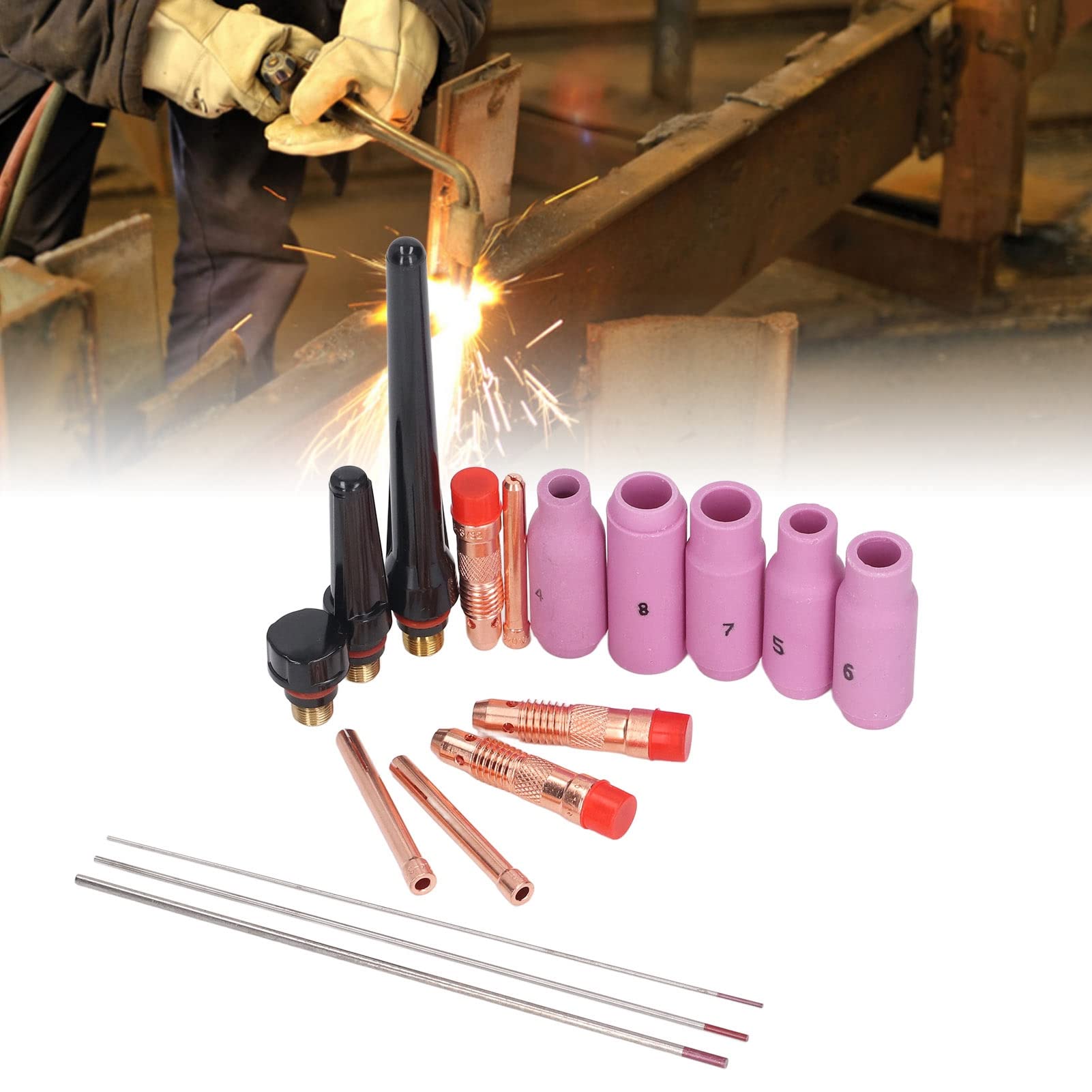 Kit 56 Pezzi Accessori Torcia Saldatura TIG - Ugelli Ceramica E Portabicchieri Per WP17, WP18, WP26