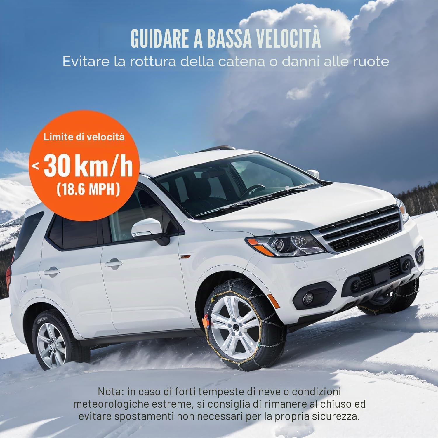VEVOR Catene da Neve Kit da 2 Pezzi, Antiscivolo in Acciaio Legato al Manganese, per Auto, Furgoni, SUV e Camion - Guida Sicura, Accessori di Emergenza, Argento