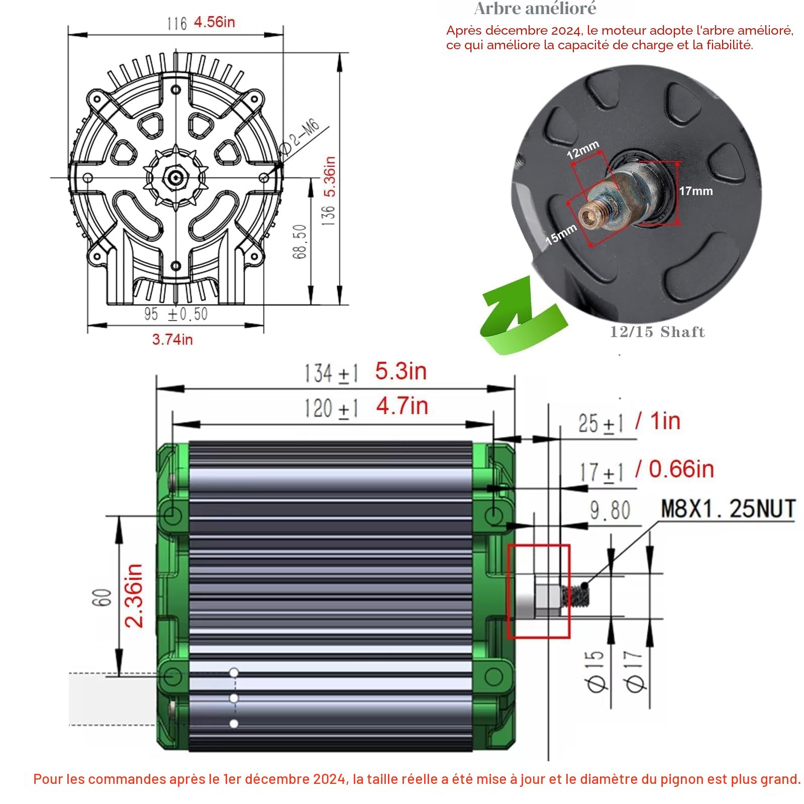 Kunray Moteur électrique 72 V 5000 W - Moteur électrique haute performance amélioré - 6800 tr/min - Pour kart, scooter, Dirt bike, ATV/moto, Razor - Kit de mise à niveau (kit moto 5000 W)