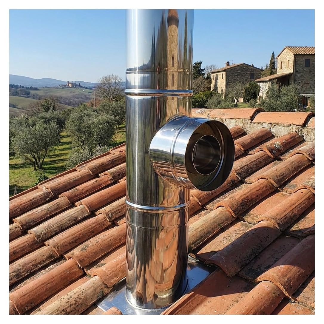MAKA Raccordo T 90 Codino DP 80 Canna Fumaria Doppia Parete Inox Ø 100 mm