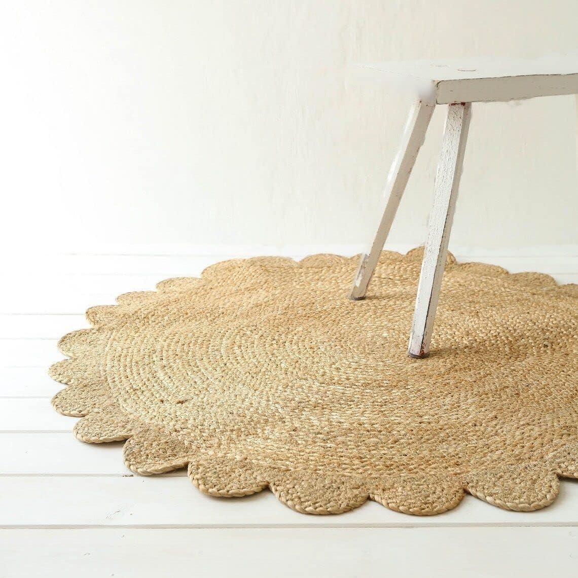 ARISE EXPORT Natural Round Jute Jute Area Rug, Floor