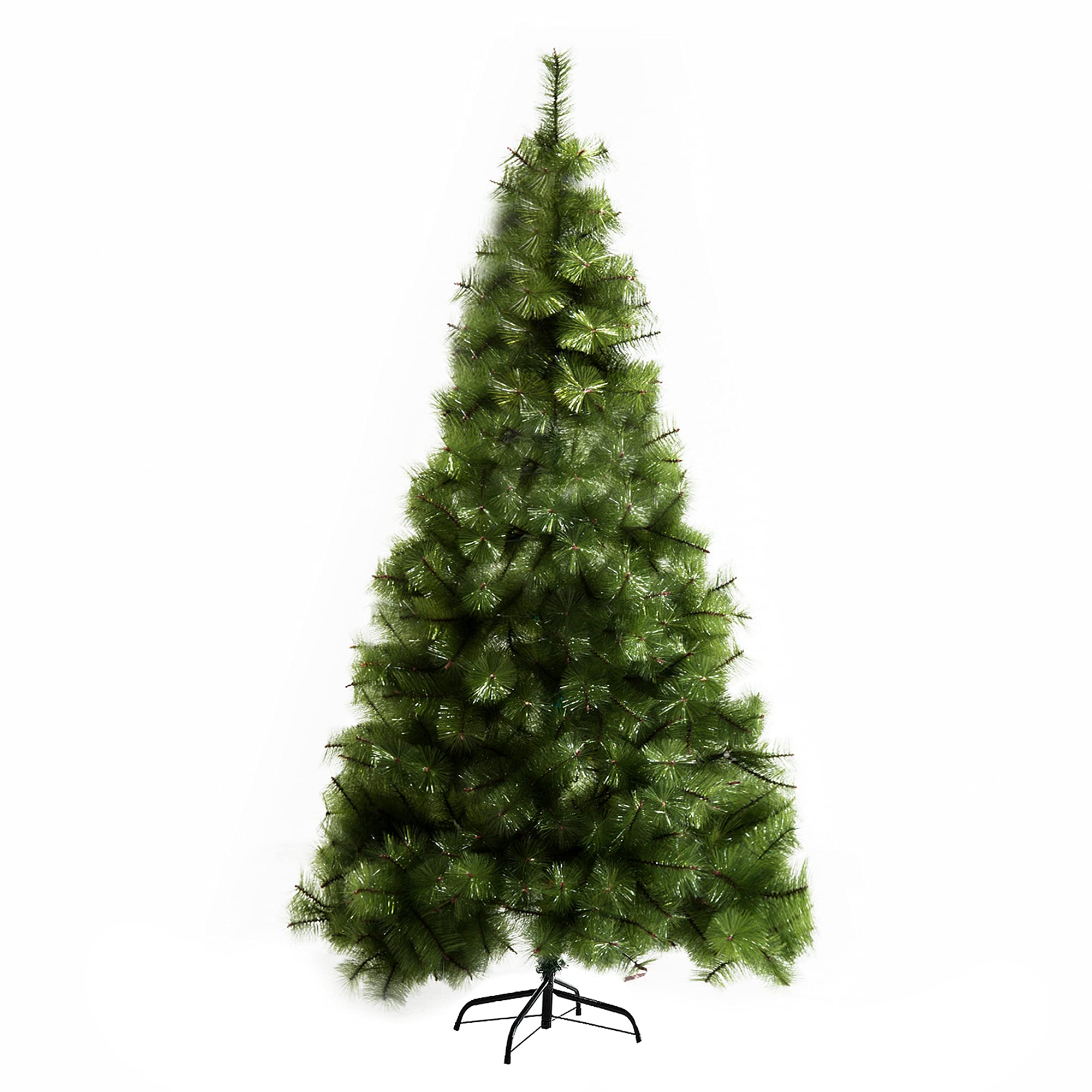 HOMCOM Kunstkerstboom 2,1 m kerstboom dennenboom 505 takken dichte takken eenvoudig te monteren authentieke kerstboom met metalen standaard PET metaal groen Ø 90 x 210 cm