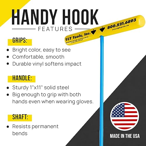 Miniatura 2 de T&T Tools Práctica herramienta de elevación de gancho gancho de bomba de acero rígido resistente de 30 pulgadas con ganchos de elevación duraderos