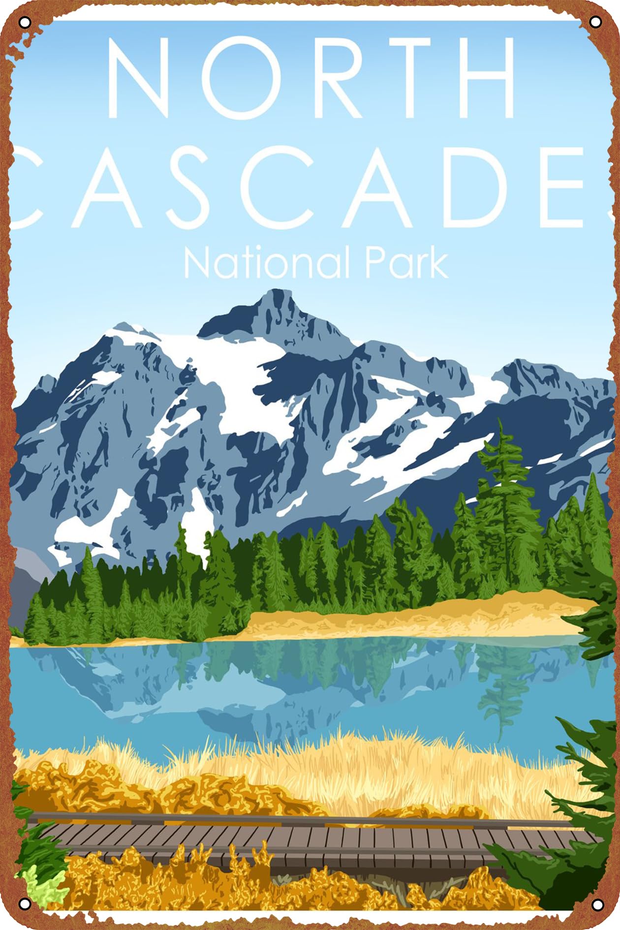 North Cascades National Park Vintage Tin Signs Funny Metal Sign Retro Wall Decor for Home Gate Garden Bars Restaurants Cafes Office Store Pubs Club Sign Gift for Backyard Garage Man Cave Shed Office