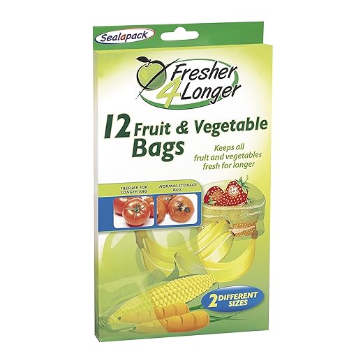 Sealapack Sap1042A Ready To Use Fruit & Vegetable, Fresher 4 Longer Bags, Pack Of 12, 6X 15”X9” And 6X 17”X12”
