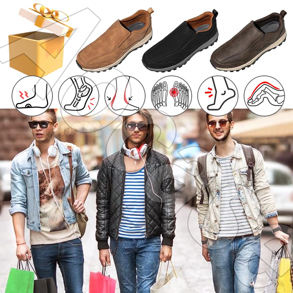 Chaussure de Marche Hommes Chaussures Slip on Sneakers Chaussure sans Lacets De Course Sport Casual Chaussures De Respirantes Légères Outdoor Shoes Confortables,Light Brown,43/265mm