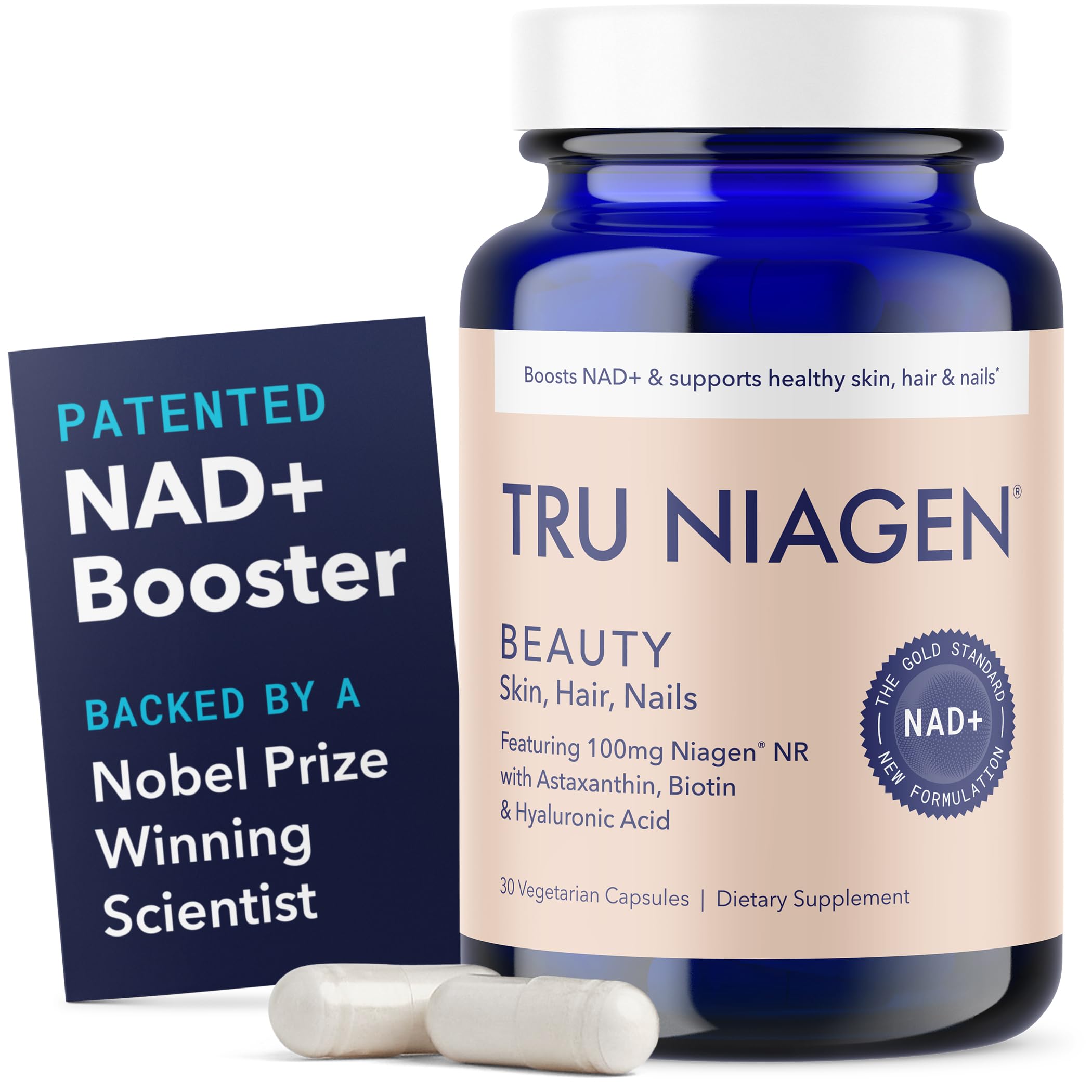 TRU NIAGEN BEAUTY NAD for Hair Skin Nails Contains Niagen Astaxanthin Hyaluronic Acid Biotin Supports Skin Elasticity Moisture