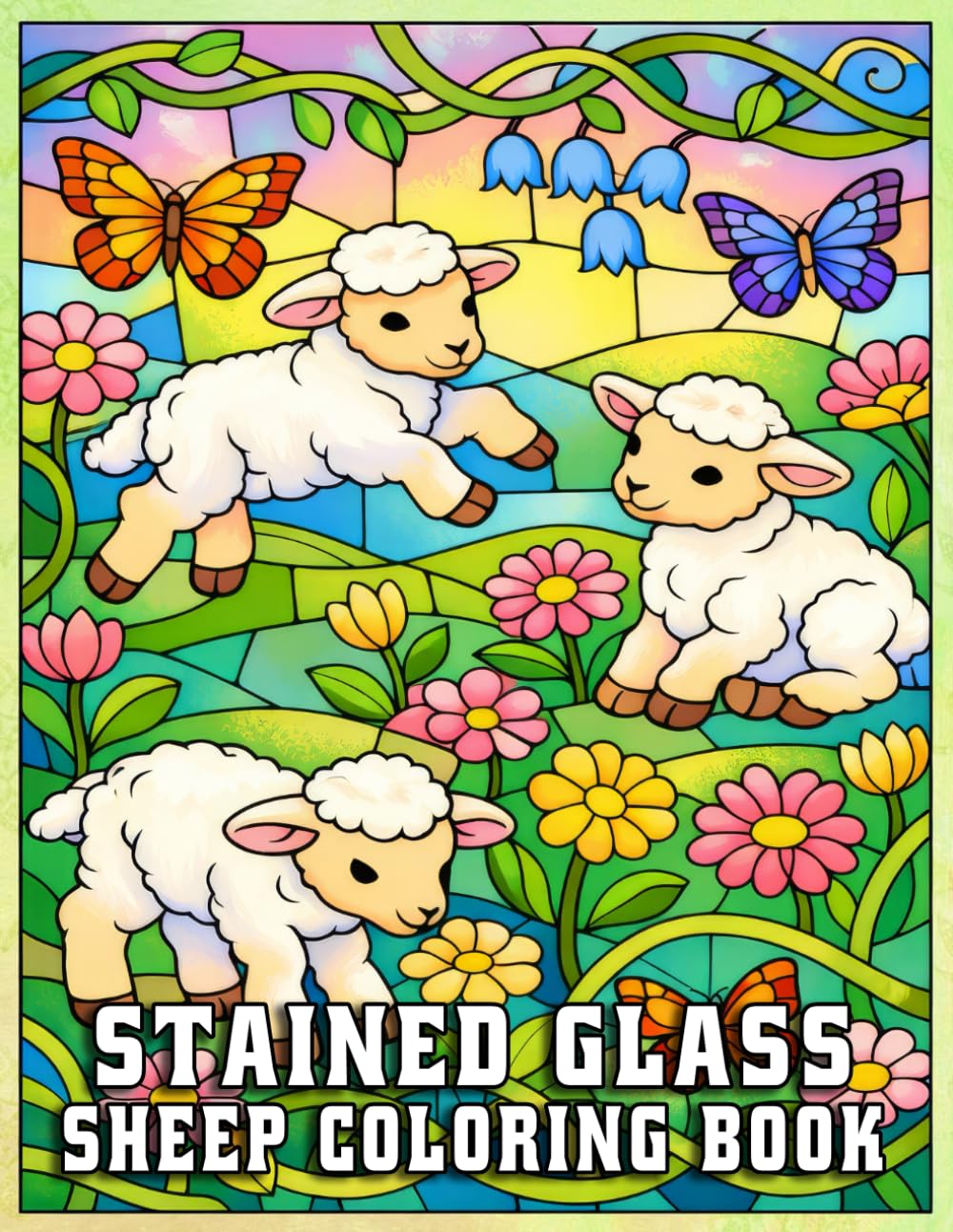 Stained Glass Sheep Coloring Book: A Relaxing Farm Animal Coloring Experience for Stress Relief and Mindful Creativity