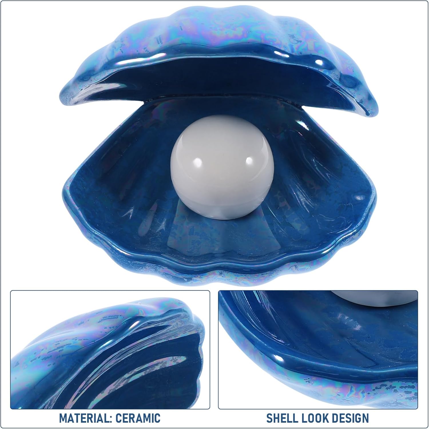 NUOBESTY Seashell Night Light Decorative Pearl Shell Lamp Bedside Table Lamp Ornament Home Accent Light 5.31X5.51X6.49 Inches