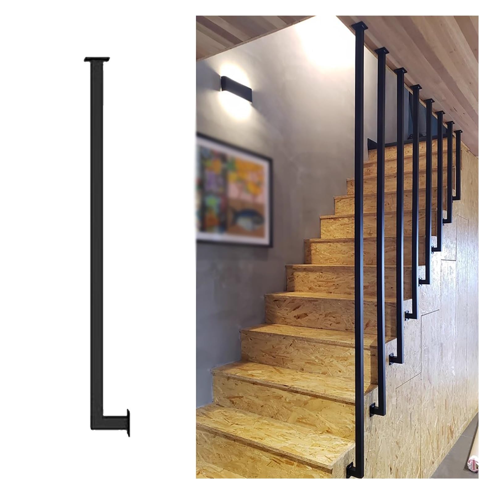 Axe d'escalier en métal noir extra haute balustre DIY