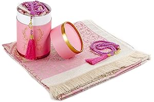 Elegant Muslim Prayer Rug and Beads Gift Set | Janamaz | Sajadah