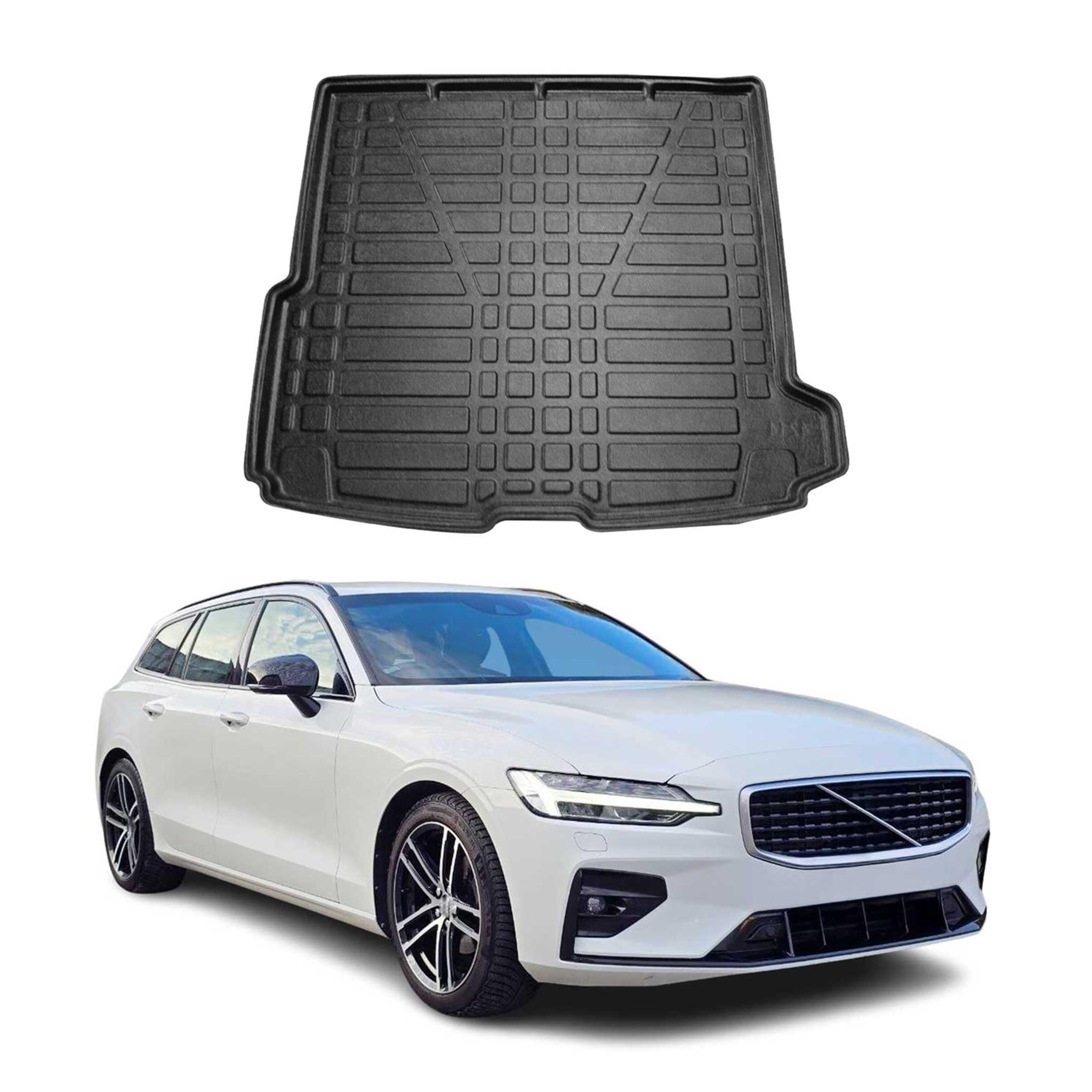 OMAC Fußmatten & Kofferraumwanne Set für Volvo V60 2018-2025 Gummi Schwarz 5x