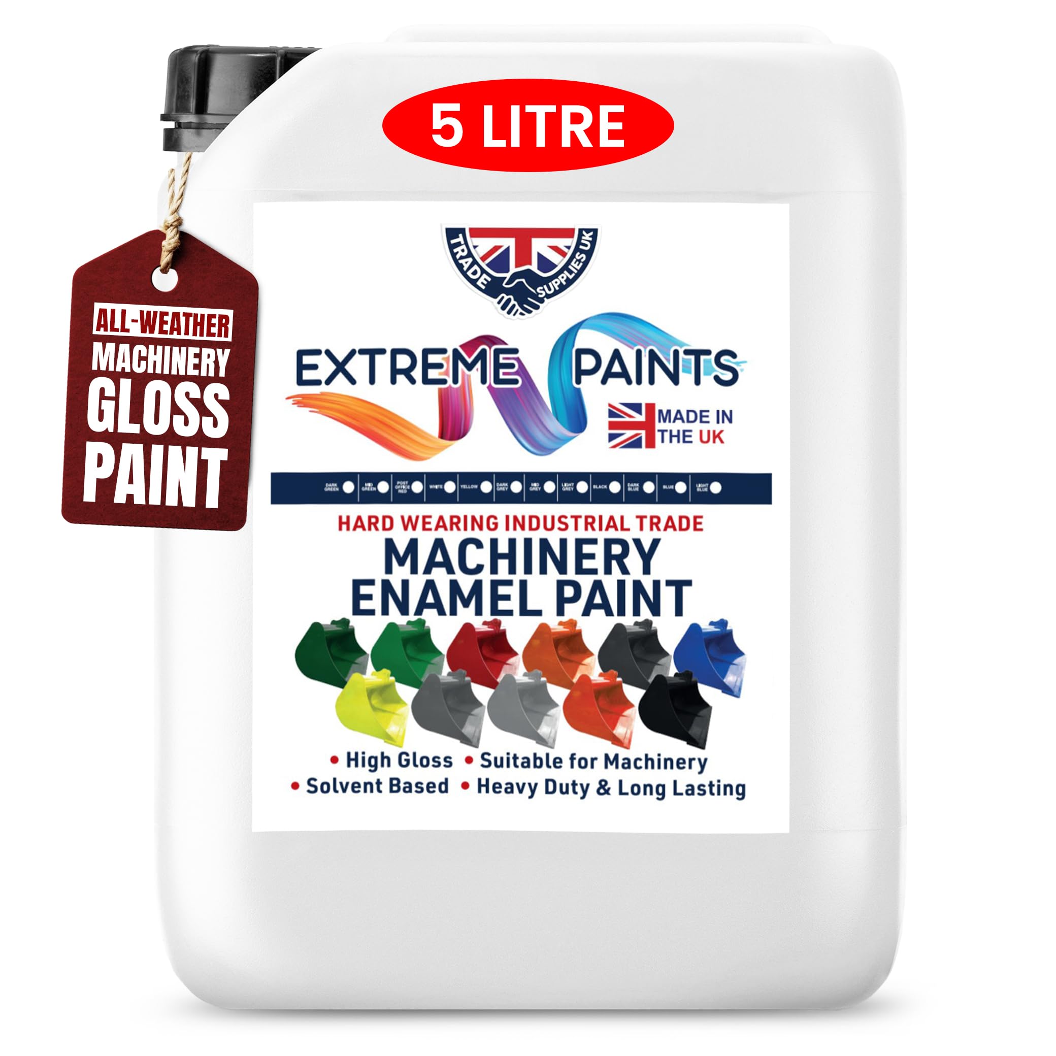 TRADE SUPPLIES UK - Extreme Paints Heavy Duty Machinery Enamel - Gloss Finish for Metal and Wood - PARENT (Dark Green, 5 Liters)