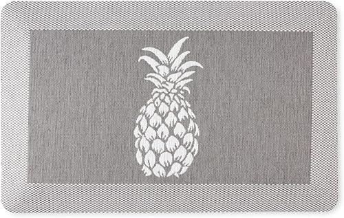 Martha Stewart Aloha Modern - Tapete de cocina con infusión de aire antifatiga con diseño de piña, gris, 19.6 x 32 pulgadas