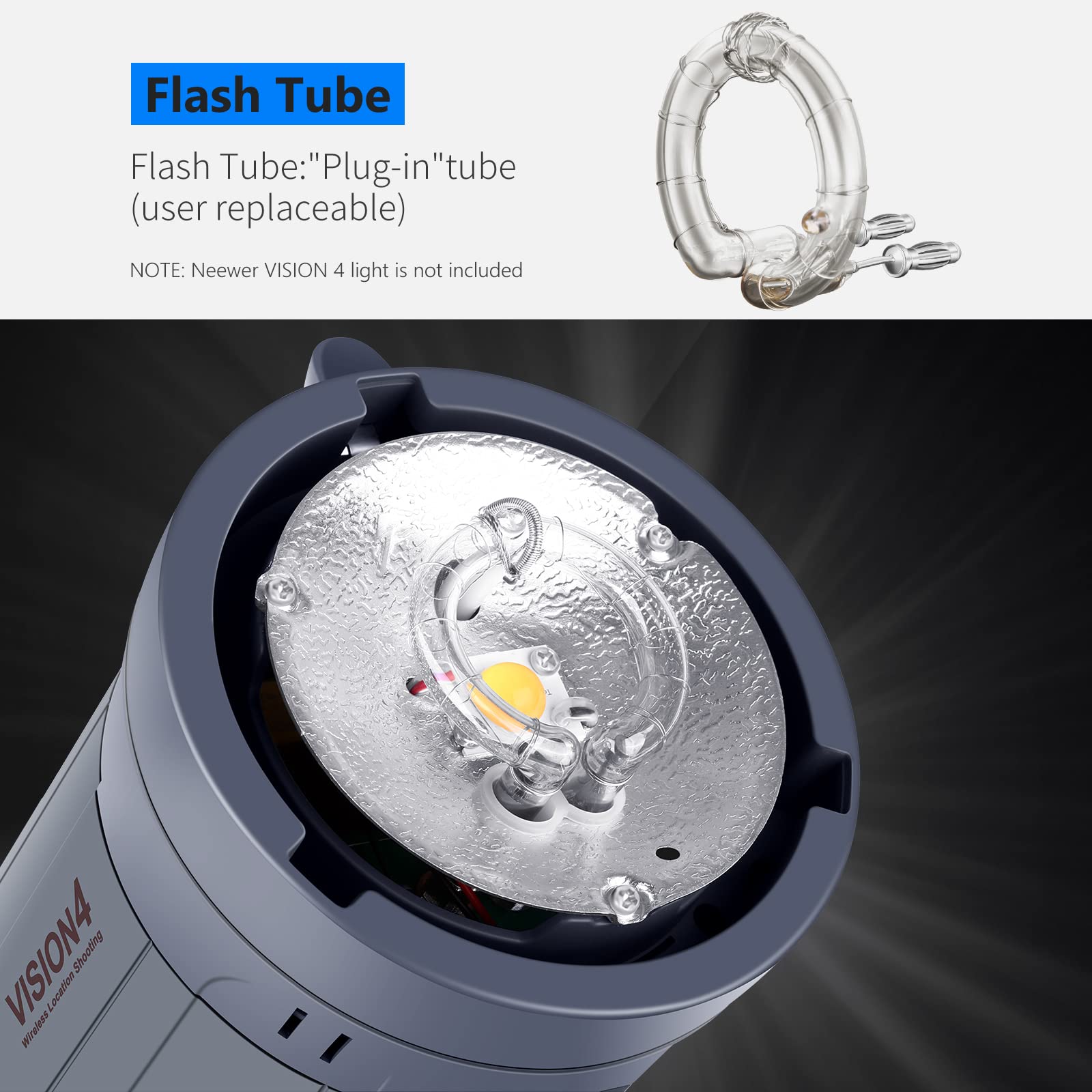 NEEWER 300W Sostituzione Flash Lampadina Tubo Nudo per Neewer Q300 VISION4 ML300 Studio Flash Strobe Light Monolight Solo