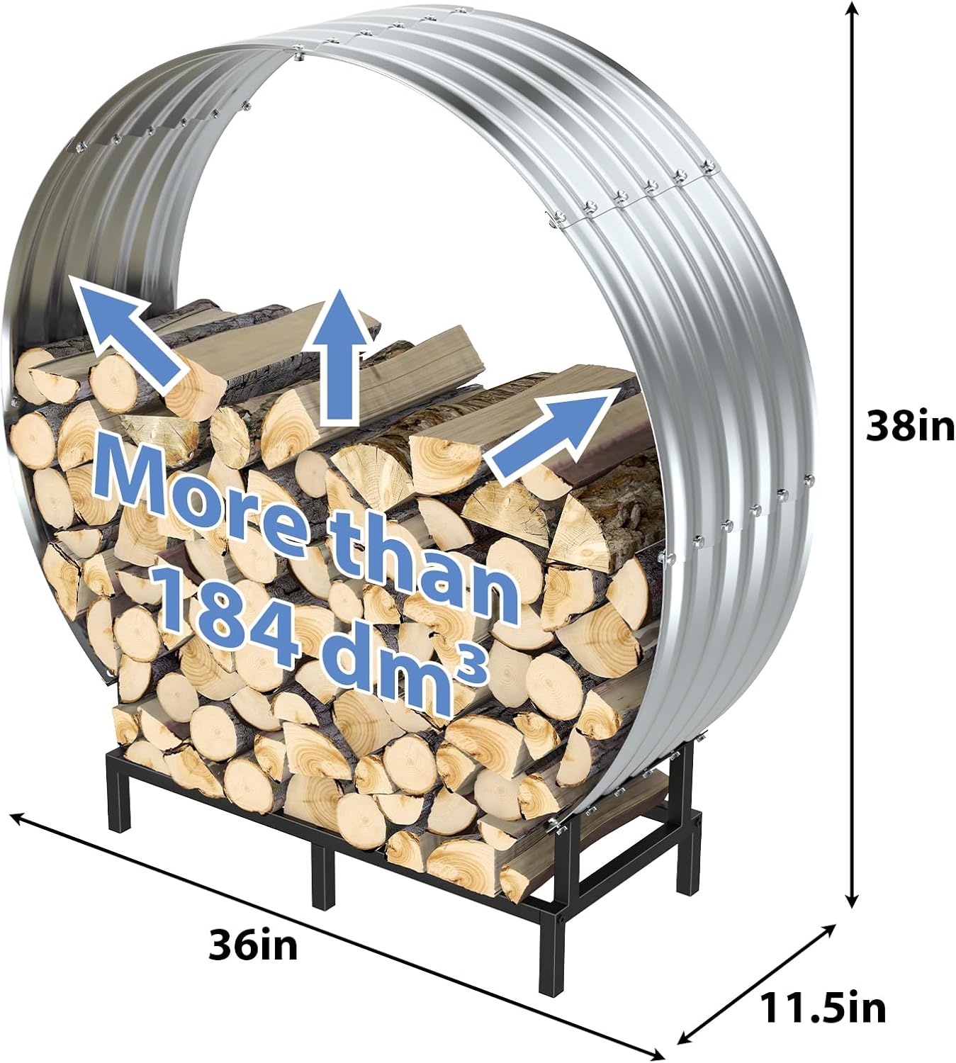 3FT Firewood Rack Outdoor with Cover, Heavy Duty Metal Firewood Stand for Indoor Outdoor, Fireplace Log Holder for Wood Storage, Wood Stove Accessories Rack for Courtyard, Patio, Home