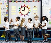 Vista 4 de D24TIME Juego de 34 tablones de anuncios de Telling Time, reloj decorativo para niños que aprenden a decir la hora, decir la hora, práctica