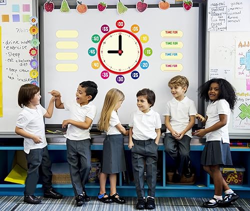 Miniatura 4 de D24TIME Juego de 34 tablones de anuncios de Telling Time, reloj decorativo para niños que aprenden a decir la hora, decir la hora, práctica de