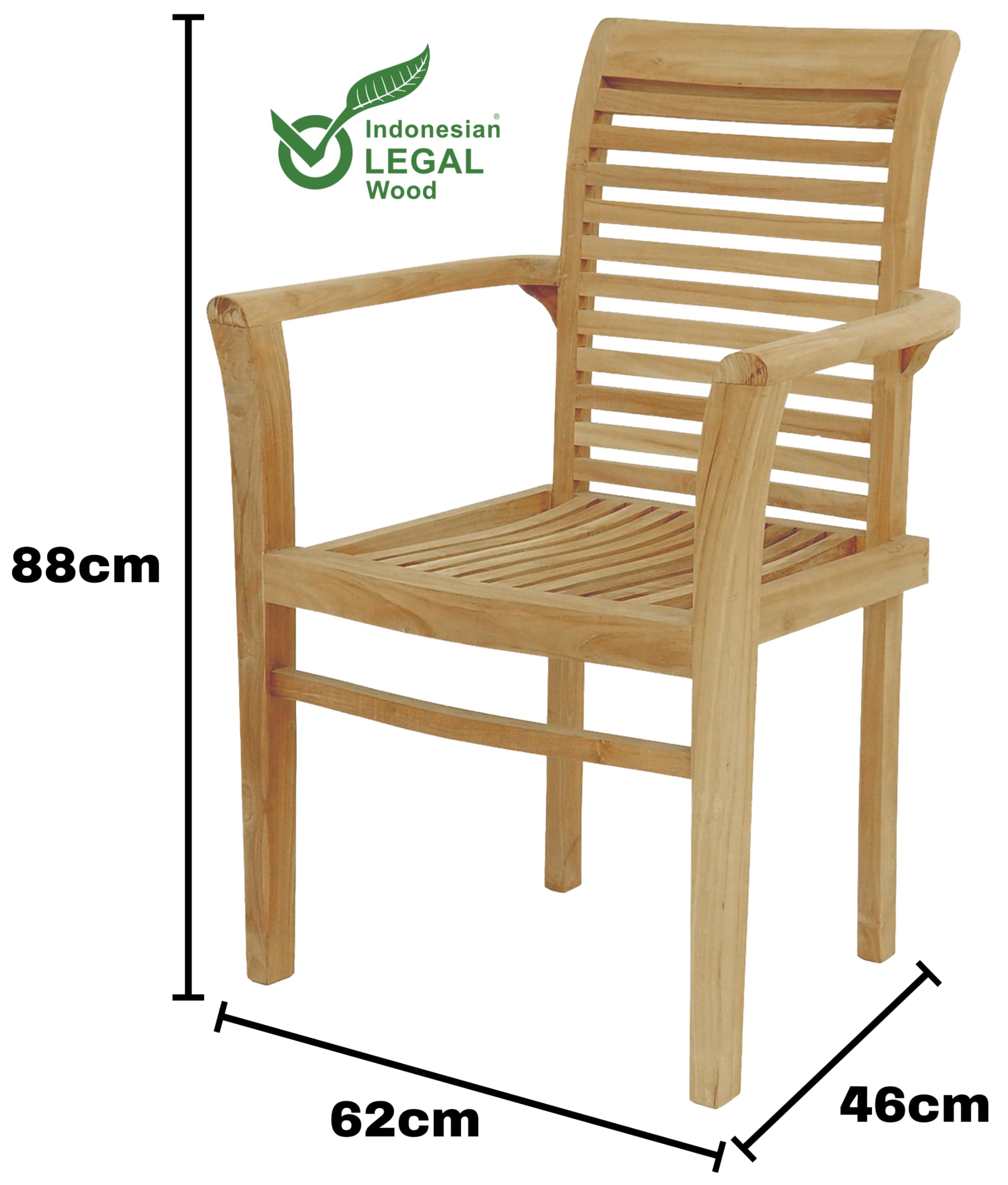 Endorphin Gartenmöbel-Set aus Teakholz, 7-teilig mit 140cm Tisch | 6 stapelbare Stühle, wetterfest, Outdoor Essgruppe, Gartentisch, Terrassenmöbel, Balkon