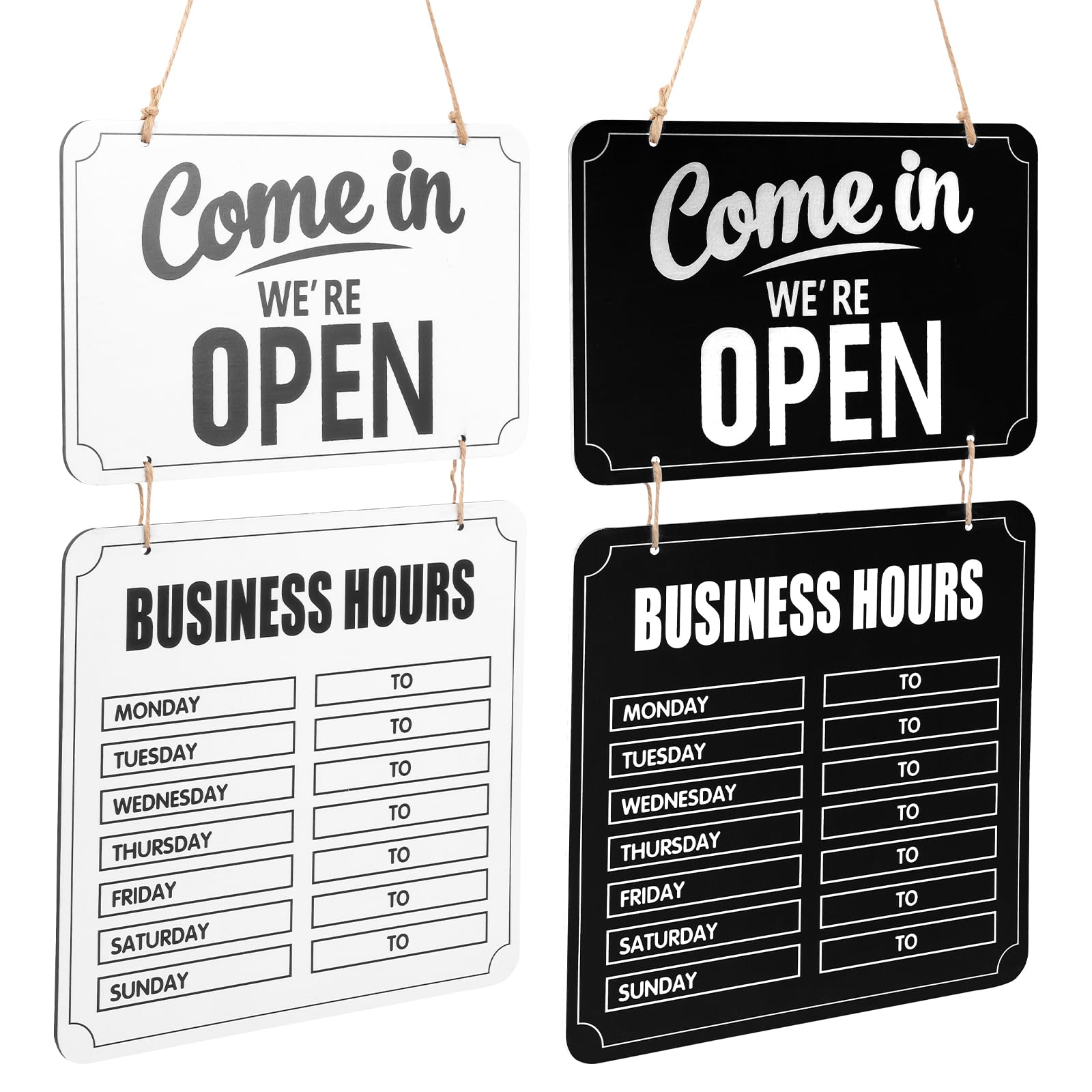 VAVPUP 2PCS Business Hours Hanging Chalkboard Open Closed Sign Wooden Welcome Chalk Boards Double Sided Restaurant Door Sign with Erasable Blackboard Pen for Florist Cafe Store Restaurant(2pcs)