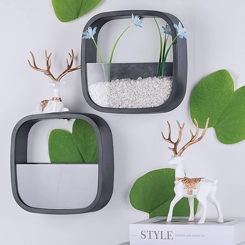 Miniatura 8 de Juego de 2 estatuas de reno de Navidad, estatua de cervatillo en estante, decoración moderna azul para el hogar, decoración de mesa de Navidad de