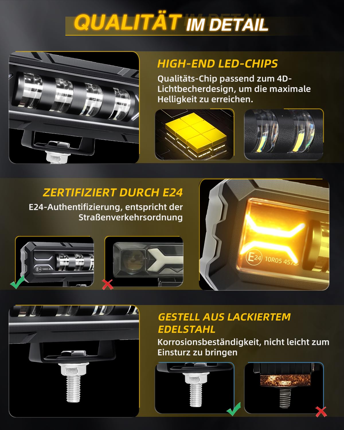 CO LIGHT 6 Zoll Arbeitsscheinwerfer mit DRL, Auto LED Zusatzscheinwerfer 12V 24V für Offroad PKW LKW Traktoren SUVs ATVs UTVs. (Driving Beam)