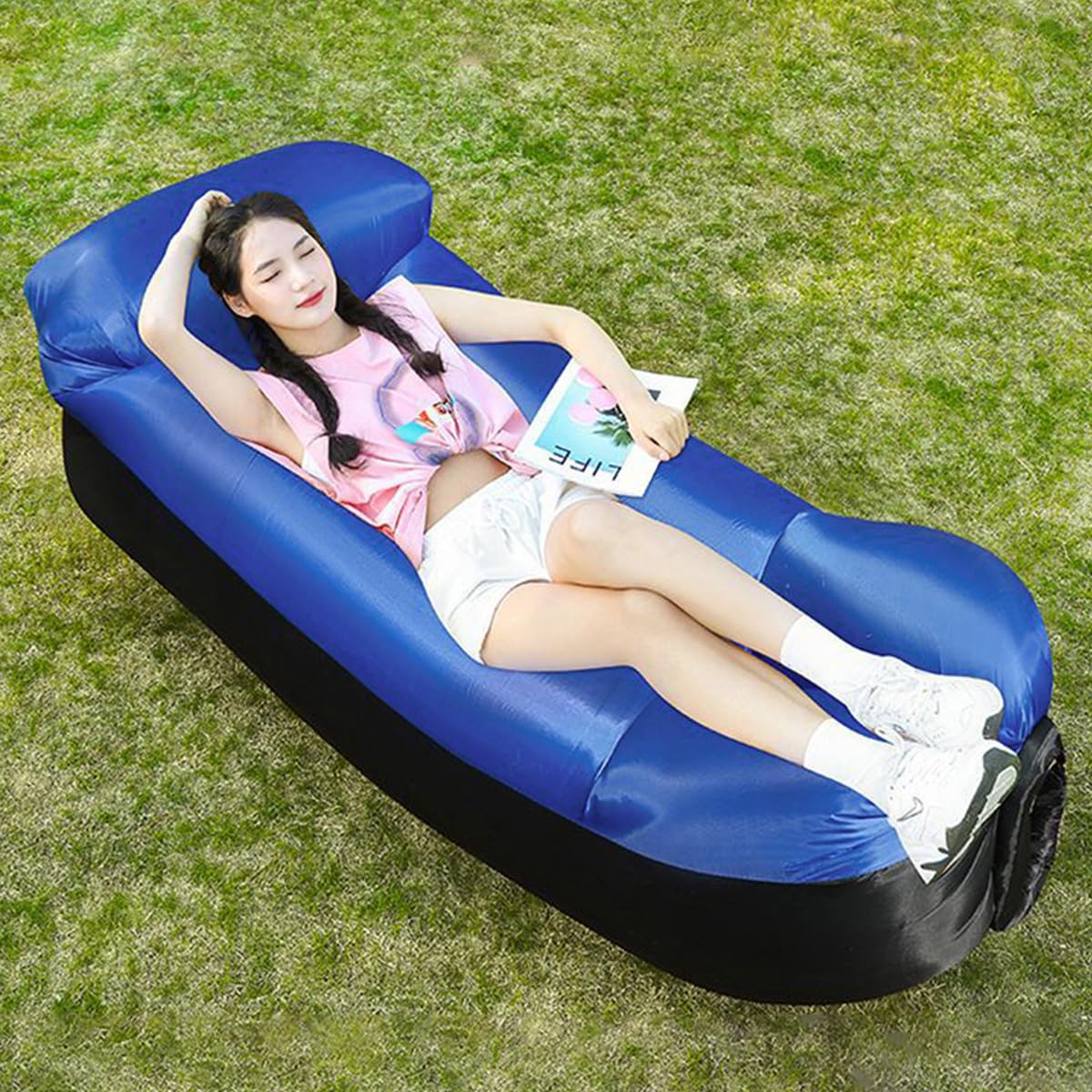 WANGCL Nadmuchiwana sofa przenośna sofa kempingowa 240 x 75 cm na kemping podwórko basen imprezy na plaży