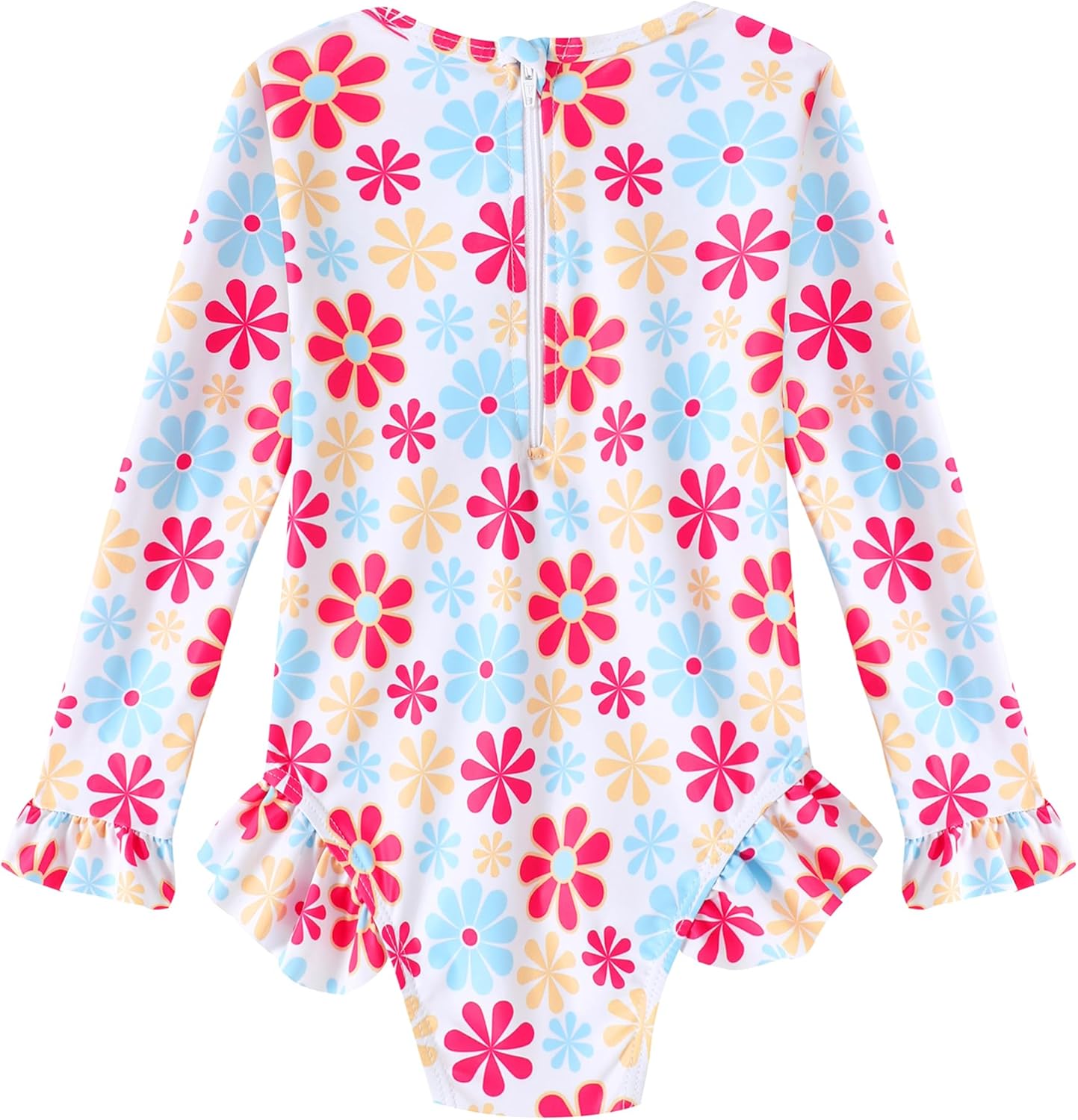 Toddler Girls Long Sleeve Swimsuit One Piece Ruffle Zipper Rash Guard Bathing Suit UPF 50+ Kid Swimwear 1-6 Years - Image 2