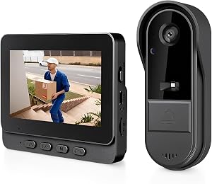 LICAEVEY Wireless Video Doorbell with Monitor 4.3 Inch Screen 1080P HD Two Way Audio Night Vision IP65 Weatherproof Doorbell Camera
