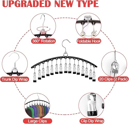 Miniatura 2 de NAKBINX Percha de sombrero para armario, paquete de 2 organizadores de sombreros de metal para gorras de béisbol, perchas de rotación de 360 que