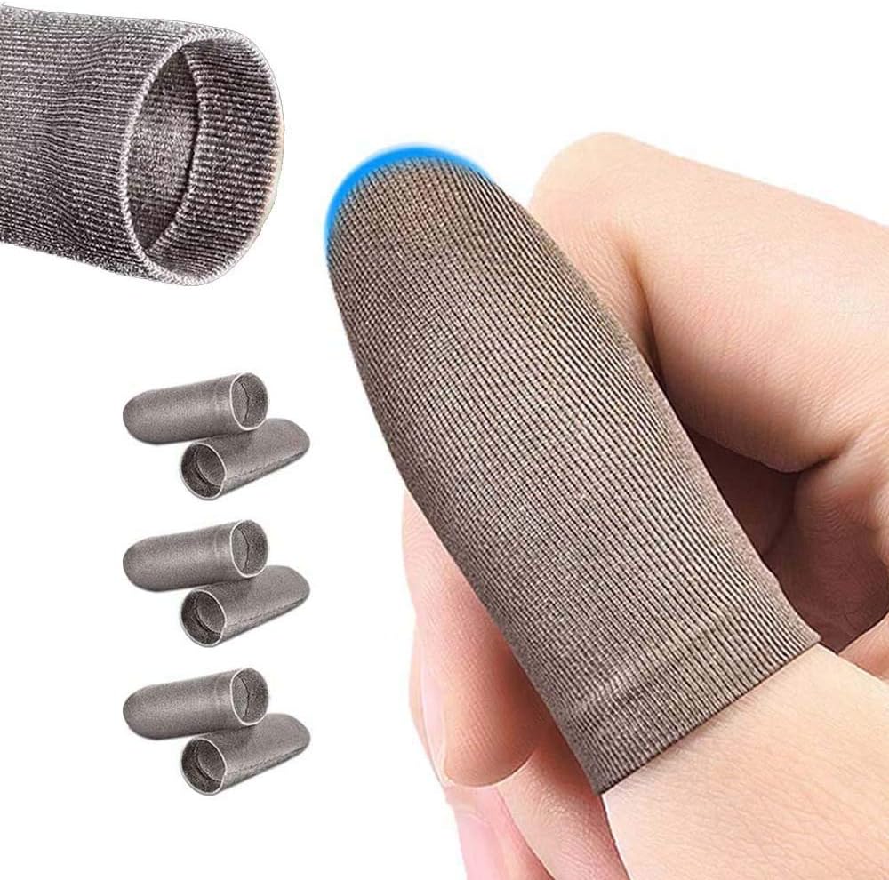 荒野行動 指サック Pubg Mobile スマホ オンライン ゲーム 指カバー 超薄 手触り改良 抜群なタッチ感 快適性 手汗 指紋 静電防止 洗濯可能 耐摩耗性 反応早い 高感度 操作性アップ Iphone Android Ipad 全機種対応 6個 銀 Faz Co Zm